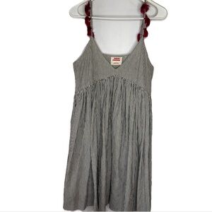 Samant Chauhan Striped w/ Red Accent Tassels Babydoll Dress